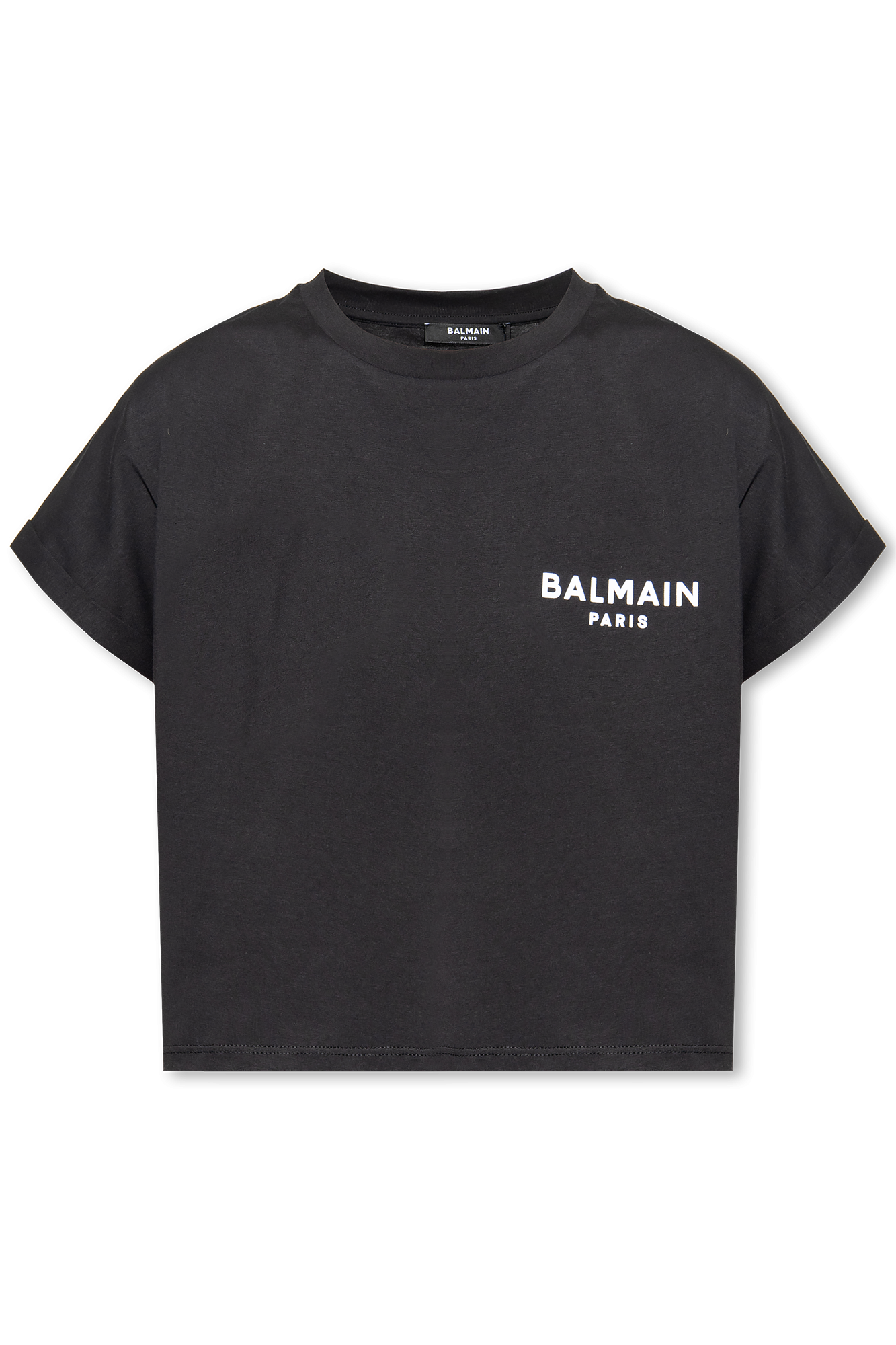 Tシャツ・カットソー BALMAIN FW25 CROPPED TEE BIG LOGO (BF1EE020BB02 EAB) T-shirt with Balmain Paris print white white - Women | BALMAIN